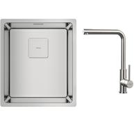 Conjunto fregadero de acero Teka Flexlinea 115000015, grifo de cocina Teka Uni 116020022