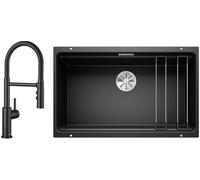 Conjunto fregadero de granito Blanco Etagon 700-U 525891, grifo de cocina Blanco Catris-S Flexo 525793