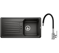 Conjunto fregadero de granito Blanco Favos 45 S 526079, grifo de cocina Hagser Emma HGR30000035