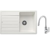 Conjunto fregadero de granito Blanco Legra 45 S 522203, grifo de cocina Oltens Lista 35202100