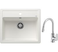 Conjunto fregadero de granito Blanco Legra 6 523334, grifo de cocina Oltens Lista 35202100