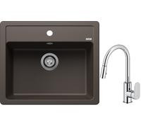 Conjunto fregadero de granito Blanco Legra 6 523337, grifo de cocina Oltens Lista 35202100