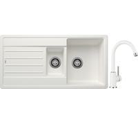 Conjunto fregadero de granito Blanco Legra 6 S 522209, grifo de cocina Blanco Mida 519418