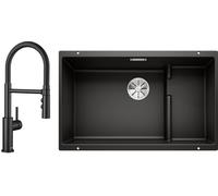 Conjunto fregadero de granito Blanco Subline 700-U Level 526004, grifo de cocina Blanco Catris-S Flexo 525793