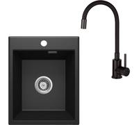 Conjunto fregadero de granito Deante Eridan ZQE_G104, grifo de cocina Deante Neo Luno BOC_N72M