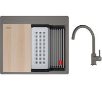 Conjunto fregadero de granito Franke Kanon 114.0749.558, grifo de cocina Franke Lina 115.0626.022