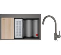 Conjunto fregadero de granito Franke Kanon 114.0749.638, grifo de cocina Franke Lina 115.0626.022