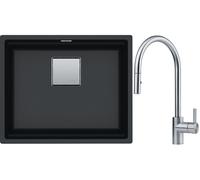 Conjunto fregadero de granito Franke Kanon 125.0529.601, grifo de cocina Franke Eos 115.0590.045