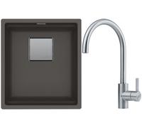Conjunto fregadero de granito Franke Kanon 125.0714.192, grifo de cocina Franke Eos 115.0590.044