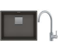 Conjunto fregadero de granito Franke Kanon 125.0714.193, grifo de cocina Franke Eos 115.0590.044