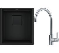 Conjunto fregadero de granito Franke Kanon 125.0721.149, grifo de cocina Franke Eos 115.0590.044