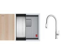 Conjunto fregadero de granito Franke Kanon 125.0749.645, grifo de cocina Franke Maris Slim Clear Water J Pull-Out 120.0730.870