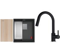 Conjunto fregadero de granito Franke Kanon 125.0749.650, grifo de cocina Franke Lina 115.0626.055