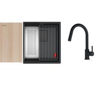 Conjunto fregadero de granito Franke Kanon 125.0749.652, grifo de cocina Franke Lina 115.0626.053