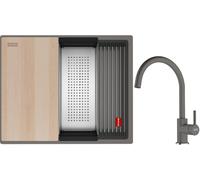 Conjunto fregadero de granito Franke Kanon 125.0749.658, grifo de cocina Franke Lina 115.0626.022