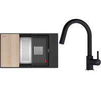 Conjunto fregadero de granito Franke Kanon 125.0749.670, grifo de cocina Franke Lina 115.0626.055