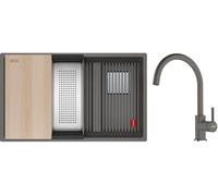 Conjunto fregadero de granito Franke Kanon 125.0749.678, grifo de cocina Franke Lina 115.0626.022