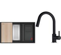 Conjunto fregadero de granito Franke Kanon 125.0749.684, grifo de cocina Franke Lina 115.0626.055