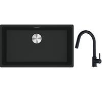 Conjunto fregadero de granito Franke Maris 125.0686.637, grifo de cocina Franke Lina 115.0626.055