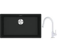 Conjunto fregadero de granito Franke Maris 125.0686.637, grifo de cocina Franke Lina 115.0626.081