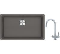 Conjunto fregadero de granito Franke Maris 125.0686.639, grifo de cocina Franke Eos 120.0179.979