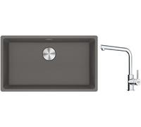 Conjunto fregadero de granito Franke Maris 125.0686.639, grifo de cocina Franke Lina 115.0712.420