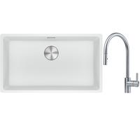 Conjunto fregadero de granito Franke Maris 125.0686.711, grifo de cocina Franke Eos 115.0590.045