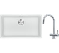 Conjunto fregadero de granito Franke Maris 125.0686.711, grifo de cocina Franke Eos 120.0179.979