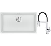 Conjunto fregadero de granito Franke Maris 125.0686.711, grifo de cocina Franke Lina 115.0626.085