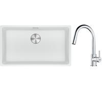 Conjunto fregadero de granito Franke Maris 125.0686.711, grifo de cocina Franke Lina 115.0693.229
