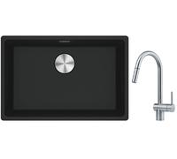 Conjunto fregadero de granito Franke Maris 125.0686.715, grifo de cocina Franke Atlas 115.0590.047