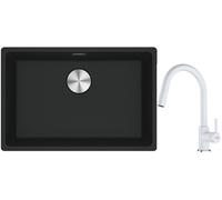 Conjunto fregadero de granito Franke Maris 125.0686.715, grifo de cocina Franke Lina 115.0626.081