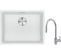 Conjunto fregadero de granito Franke Maris 125.0686.719, grifo de cocina Franke Eos 115.0590.045