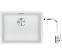 Conjunto fregadero de granito Franke Maris 125.0686.719, grifo de cocina Franke Sirius Side 115.0668.280