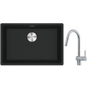 Conjunto fregadero de granito Franke Maris 125.0686.723, grifo de cocina Franke Atlas 115.0590.047
