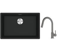 Conjunto fregadero de granito Franke Maris 125.0686.723, grifo de cocina Franke Lina 115.0626.057