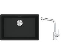 Conjunto fregadero de granito Franke Maris 125.0686.723, grifo de cocina Franke Lina 115.0693.230