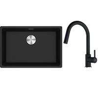 Conjunto fregadero de granito Franke Maris 125.0686.724, grifo de cocina Franke Lina 115.0626.055