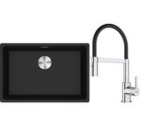 Conjunto fregadero de granito Franke Maris 125.0686.724, grifo de cocina Franke Lina 115.0626.085
