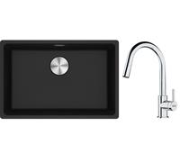 Conjunto fregadero de granito Franke Maris 125.0686.724, grifo de cocina Franke Lina 115.0693.229
