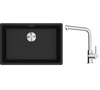 Conjunto fregadero de granito Franke Maris 125.0686.724, grifo de cocina Franke Lina 115.0712.420
