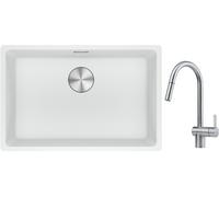 Conjunto fregadero de granito Franke Maris 125.0686.727, grifo de cocina Franke Atlas 115.0590.047