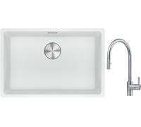 Conjunto fregadero de granito Franke Maris 125.0686.727, grifo de cocina Franke Eos 115.0590.045