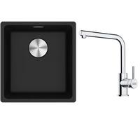 Conjunto fregadero de granito Franke Maris 125.0687.249, grifo de cocina Franke Lina 115.0712.420