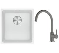 Conjunto fregadero de granito Franke Maris 125.0687.251, grifo de cocina Franke Lina 115.0626.022
