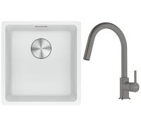 Conjunto fregadero de granito Franke Maris 125.0687.251, grifo de cocina Franke Lina 115.0626.057