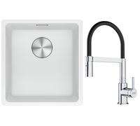 Conjunto fregadero de granito Franke Maris 125.0687.251, grifo de cocina Franke Lina 115.0626.085