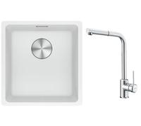 Conjunto fregadero de granito Franke Maris 125.0687.251, grifo de cocina Franke Sirius Side 115.0668.280