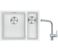 Conjunto fregadero de granito Franke Maris 125.0687.267, grifo de cocina Franke Atlas 115.0521.439