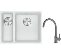 Conjunto fregadero de granito Franke Maris 125.0687.271, grifo de cocina Franke Lina 115.0626.022